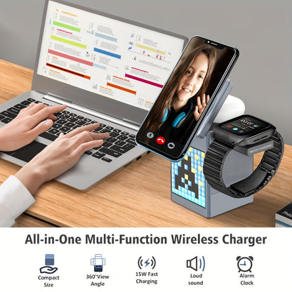 Multi-Function Phone Holder With Ambient Light, Speaker And Wireless Charging Function